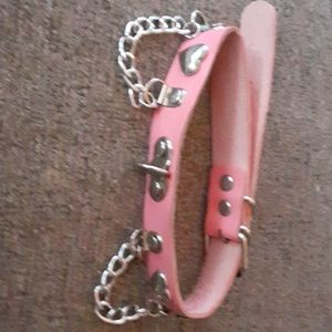 Pink chain adjustable heart choker